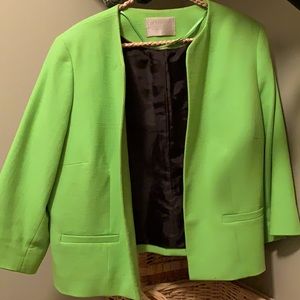 Green Textured Blazer with 3/4 length sleeves